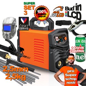 PANTERMAX MMA215LCD invertorová svářečka MMA/TIG + Kukla + Kabely + Kartáč + Popruh + Elektrody 2.5kg + Dárek PMMMA215LCD_S03