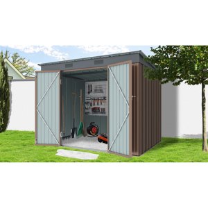 Riwall PRO RMSP 6x8 Brown zahradní domek kovový 2,4 x 1,8 m s pultovou střechou hnědý SM-F68K-H158-B