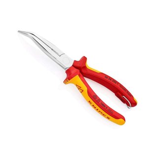 Půlkulaté kleště s břity (zobákovité) Knipex 26 26 200 T - 1000V. Chromováno, vícesložkové návleky VDE (200 mm) 26 26 200 T