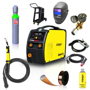 Kowax Genimig 220 LCD + Hořák + Kabely + Red. Ventil + Kukla + Drát + Sprej + Vozík + Láhev Co2 KWXSTGM220LCD_S04