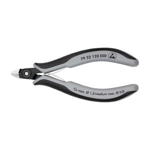 Přesné boční štípací kleště pro elektroniku 120 mm Knipex 79 22 120 ESD - leštěná hlava, vícesložkové návleky 79 22 120 ESD
