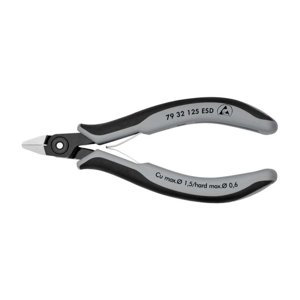 Přesné boční štípací kleště pro elektroniku 125 mm KNIPEX 79 32 125 ESD - leštěná hlava, vícesložkové návleky 79 32 125 ESD