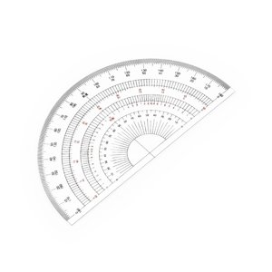 Půlkruhový úhloměr DRAPAS z čirého akrylátu 180° - průměr 150 mm 7650