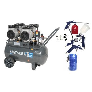 AKČNÍ SET SETMB-K204, Bezolejový kompresor 50l, 230V, 4 písty s příslušenstvím | 4000W | Matabro SETMB-K204