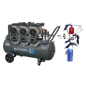 AKČNÍ SET SETMB-K206, Bezolejový kompresor 100l, 230V, 6 pístů s příslušenstvím | 4500W | Matabro SETMB-K206