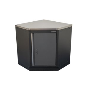 Rohová jednodveřová dílenská skříňka s nerezovou pracovní deskou | 1 police | 865x865x950 mm Matabro SET-CA01069 SET-CA01069