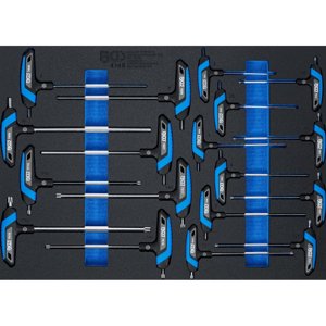 Vložka do dílenského vozíku 3/3: sada šroubováků s T-rukojetí | vnitřní šestihran, T-profil (pro Torx) BGS 4148 | 18díl BGS4148