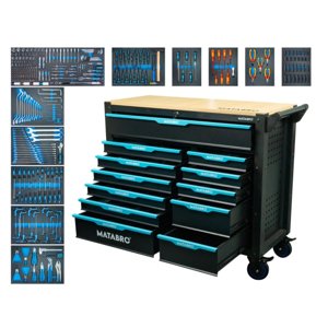 Dílenský vozík s nářadím | 12 zásuvek | Modrý Matabro MB-TC06 | 360 ks MB-TC06