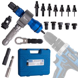 Nýtovač 3v1 pro šroubovák - adaptér pro nýtovací matice a nýty (10) G01354