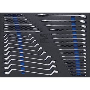 BGS 4089, Vložka do dílenského vozíku 3/3: sada plochých klíčů / očkových klíčů | 35dílná BGS4089