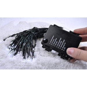 Solight LED venkovní vánoční řetěz, 50LED, 5m, 8 funkcí, IP44, 3x AA, teplá bílá 1V53-WW