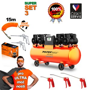 PANTERMAX Super tichý bezolejový kompresor AirFlow 120 SILENT SET3 PMAF120SI_S03