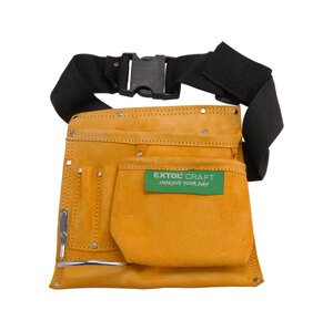 Pás na nářadí kožený, 3 kapsy (velká, střední, malá), 1 poutko, úchyty pro tužku nebo šroubovák, EXTOL CRAFT