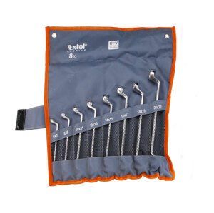 Sada vyhnutých očkových klíčů (8ks) EXTOL PREMIUM CrV 6-22 mm