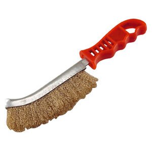 EXTOL CRAFT kartáč ocelový pomosazený, plastová rukojeť, 240mm, vlnitý drát S 0,3mm, Fe/MOSAZ