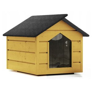 Zatepletá bouda pro psa L 80x64x61 cm DECHLAND BP011 žlutá