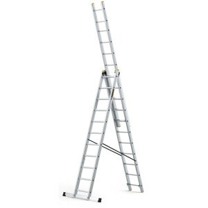 Hliníkový žebřík 3x11 příček třídílný DRABEST DW3-11 PRO