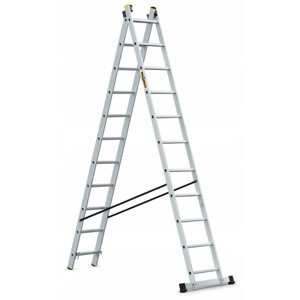 Hliníkový žebřík 2x11 příček dvoudílný DRABEST DW2-11 PRO