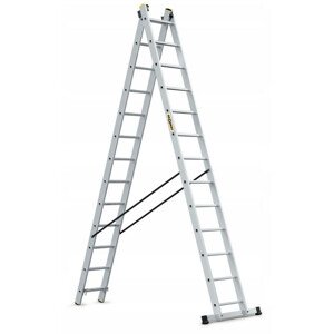 Hliníkový žebřík 2x13 příček dvoudílný DRABEST DW2-13 PRO