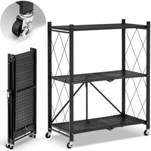 Kovový regál 70x35x87 cm 3 police lakovaný mobilní HIGHER CJ01-03