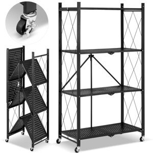 Kovový regál 70x35x126 cm 4 police lakovaný mobilní HIGHER CJ01-04