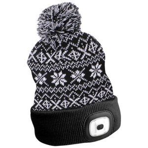 Čepice s čelovkou 180lm, nabíjecí, USB, univerzální velikost, bavlna/PE, zimní černá