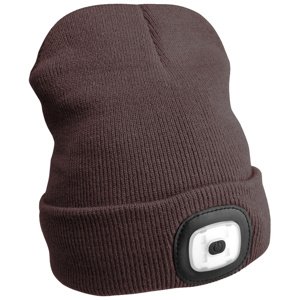 Čepice s čelovkou 180lm, nabíjecí, USB, univerzální velikost, bavlna/PE, hnědá