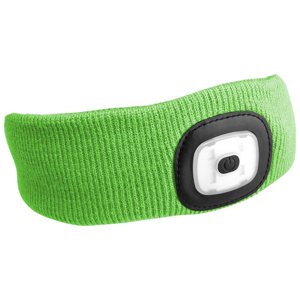Čelenka s čelovkou 180lm, nabíjecí, USB, uni velikost, bavlna/PE, fluorescentní zelená