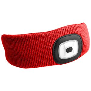 Čelenka s čelovkou 180lm, nabíjecí, USB, univerzální velikost, bavlna/PE, červená