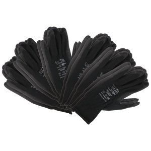Rukavice pracovní z polyesteru polomáčené v PU GLOVE PE-PU 10, černé, vel 10", 6 párů
