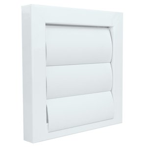Kovová větrací mřížka se samotížnými lamelami bez příruby 200x200 mm, bílá
