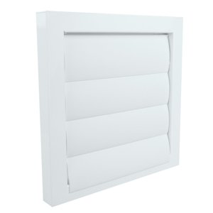 Kovová větrací mřížka se samotížnými lamelami bez příruby 250x250 mm, bílá