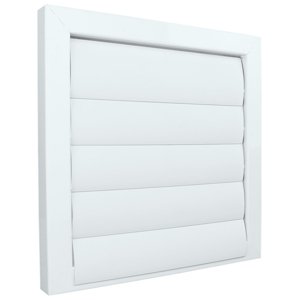 Kovová větrací mřížka se samotížnými lamelami bez příruby 300x300 mm, bílá