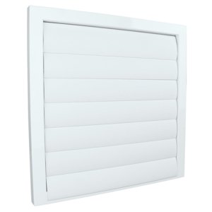 Kovová větrací mřížka se samotížnými lamelami bez příruby 400x400 mm, bílá