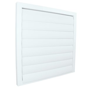 Kovová větrací mřížka se samotížnými lamelami bez příruby 450x450 mm, bílá