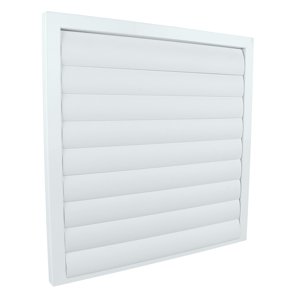 Kovová větrací mřížka se samotížnými lamelami bez příruby 485x485 mm, bílá