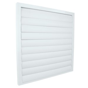 Kovová větrací mřížka se samotížnými lamelami bez příruby 535x535 mm, bílá
