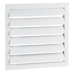 Plastová větrací mřížka bez příruby se samotížnou žaluzií 364x364 mm, bílá