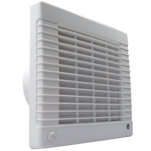 Ventilátor s automatickou žaluzií, čidlem pohybu a časovým spínačem Ø 150 mm, výkonnější motor