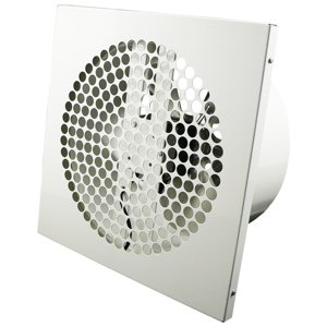 Průmyslový ventilátor nástěnný čtvercový se samotížnou mřížkou Ø 410 mm