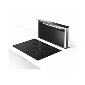 Moderní výsuvný odsavač par Fabula nerez, černé sklo