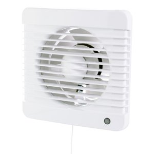 Ventilátor do koupelny s tahovým a časovým spínačem na 12V do vlhkého prostředí Ø 150 mm