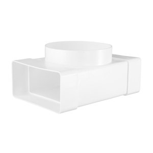 PVC odbočka "T" pro kruhové a hranaté potrubí Ø 100 mm / 204x60 mm