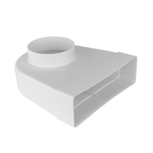 PVC redukce 90° z kulatého na hranaté potrubí Ø 100 mm / 204x60 mm