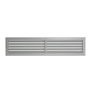 PVC ventilační mřížka šedá s pevnou žaluzií 912x362 mm