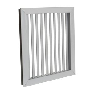 PVC ventilační mřížka šedá s pevnou žaluzií 303x210 mm