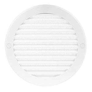 PVC větrací mřížka kruhová s přírubou a plastovou síťkou Ø 150 mm, bílá