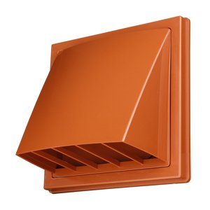 Plastová větrací mřížka se stříškou a klapkou Dalap GP 122 BKF ASA, 150x150 mm / Ø 125 mm, terakota
