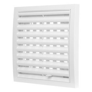 Plastová větrací mřížka s mechanicky ovládanou žaluzií Dalap GP 150x150 RNP ASA, bílá