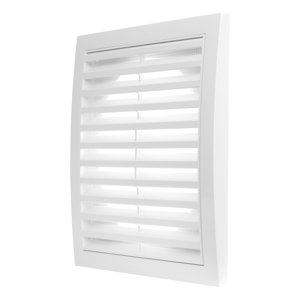 Plastová větrací mřížka se síťkou a přírubou Dalap GP 125 RNFI ASA, 200x200 mm / Ø 125 mm, bílá